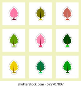 set of Labels with shadow leafs vector icon design collection tree