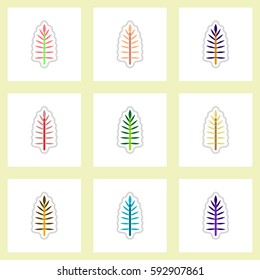 set of Labels with shadow leafs vector icon design collection tree leaf