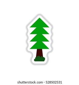 set of Labels with shadow tree vector icon tree silhouette