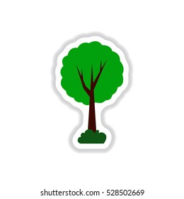 set of Labels with shadow tree vector icon tree silhouette