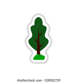 set of Labels with shadow tree vector icon tree silhouette