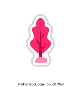 set of Labels with shadow tree vector icon tree silhouette