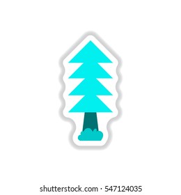 set of Labels with shadow tree vector icon tree silhouette