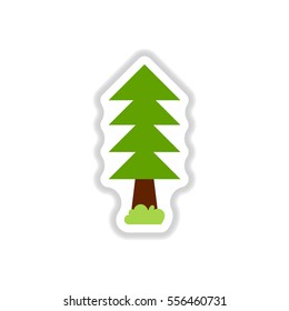 set of Labels with shadow tree vector icon tree silhouette