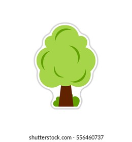 set of Labels with shadow tree vector icon tree silhouette