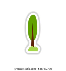 set of Labels with shadow tree vector icon tree silhouette