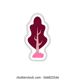 set of Labels with shadow tree vector icon tree silhouette