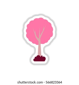 set of Labels with shadow tree vector icon tree silhouette