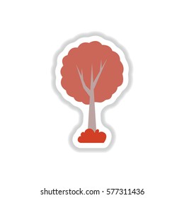 set of Labels with shadow tree vector icon tree silhouette