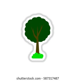set of Labels with shadow tree vector icon tree silhouette