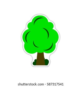 set of Labels with shadow tree vector icon tree silhouette