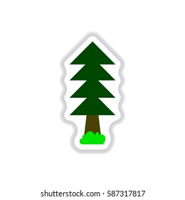 set of Labels with shadow tree vector icon tree silhouette