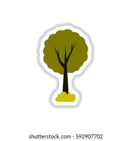 set of Labels with shadow tree vector icon tree silhouette