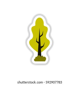 set of Labels with shadow tree vector icon tree silhouette