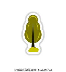 set of Labels with shadow tree vector icon tree silhouette