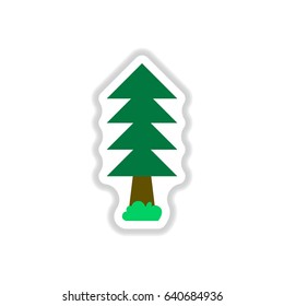 set of Labels with shadow tree vector icon tree silhouette