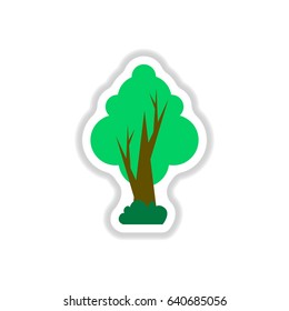 set of Labels with shadow tree vector icon tree silhouette