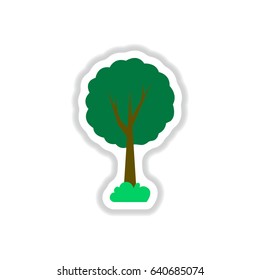 set of Labels with shadow tree vector icon tree silhouette