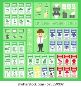 Set of Labels and Signs of Energy Saving Office Model