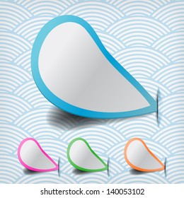 set of labels with splash on a waves background