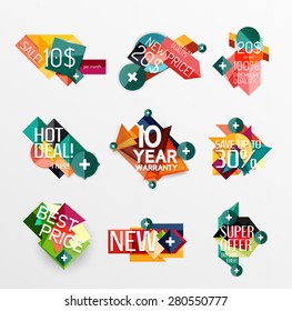 Set of labels, stickers, banners, badges and elements for sale. Vector illustration