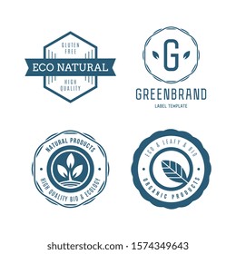 Set of labels and stickers for organic food and drink, and natural products. Vector illustration concepts for web design, packaging design, promotional material.