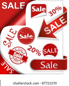 Set of labels, stickers, ribbons, arrows, clips and stamps with word sale