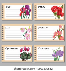 set, labels for sticking, with the image of flowers, for text