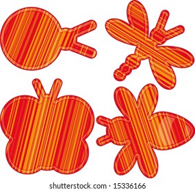 Set labels Striped and with the border Funny insects