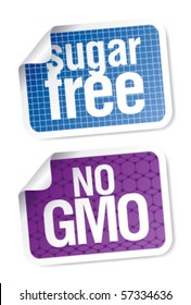 Set of labels for sugar free and bio food.