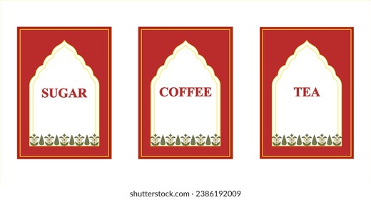 Set of labels  sugar and tea,  and coffee vector
