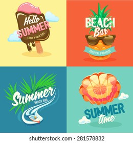 Set labels summer vacation and travel