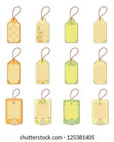 Set labels tags with floral pattern. Free for the test with the description and price of goods. Vector