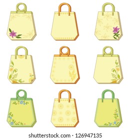 Set labels tags with floral pattern. Free for the test with the description and price of goods. Vector