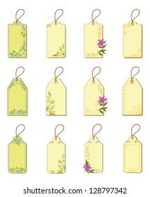 Set labels tags with floral pattern. Free for the test with the description and price of goods. Vector