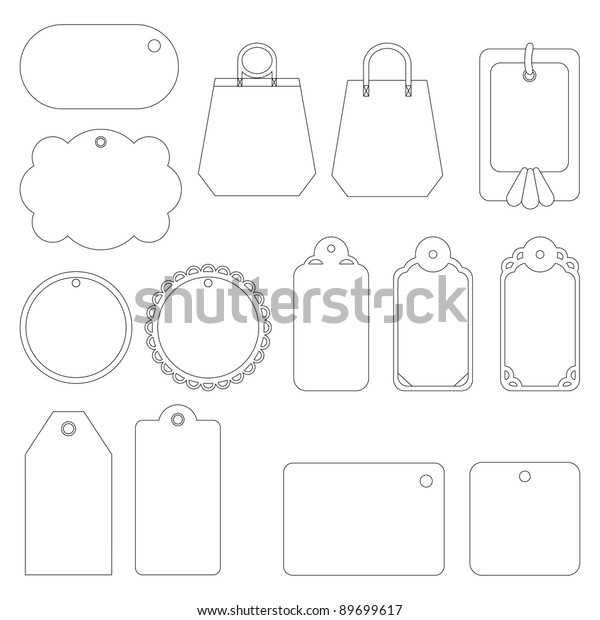 Set Labels Tags Monochrome Contours On Stock Vector (Royalty Free ...