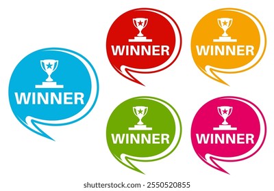 set labels tags Winner icon. Reward symbol banner design template design vector illustration	