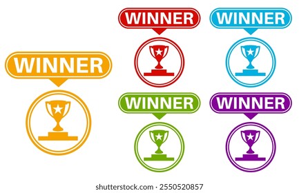 set labels tags Winner icon. Reward symbol banner design template design vector illustration	