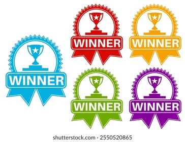 set labels tags Gewinner-Symbol. Belohnung Symbol Banner Design Vorlage Design Vektorgrafik	