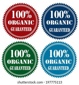 Set of labels with text 100% Organic,vector illustration