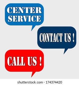 Set of labels with text Center Service,Contact Us and Call Us,vector illustration