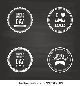 Set of labels with text for father's day on a black background