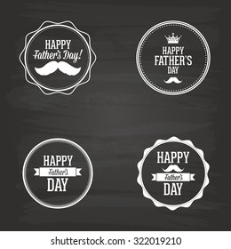Set of labels with text for father's day on a black background