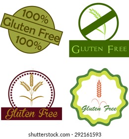 Set of labels with text for gluten free products. Vector illustration