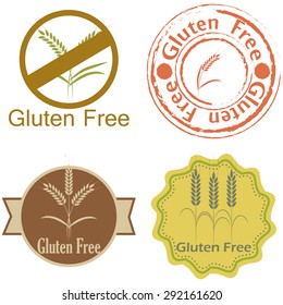 Set of labels with text for gluten free products. Vector illustration