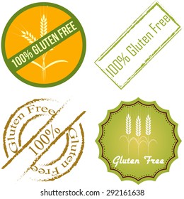 Set of labels with text for gluten free products. Vector illustration