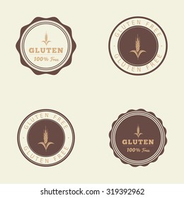 Set of labels with text for gluten free products