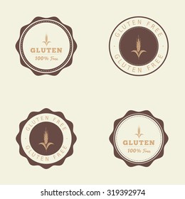 Set of labels with text for gluten free products