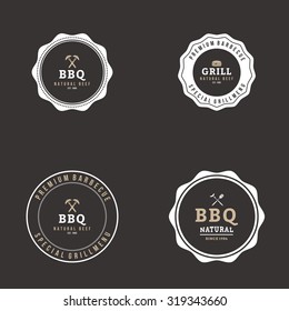 Set of labels with text and icons for barbecue events