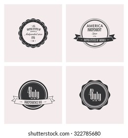 Set of labels with text for independence day